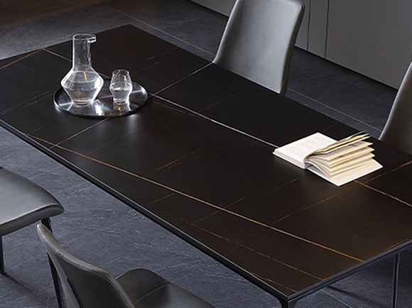 White wax wood slate dining table X05